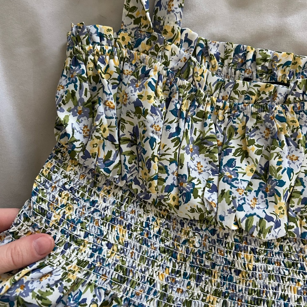 Forever 21 Blue and Yellow Smocked Ruffled Tank Top - Picture 3 of 6